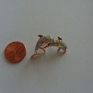 Swarovski clear crystal dolphin brooch pin